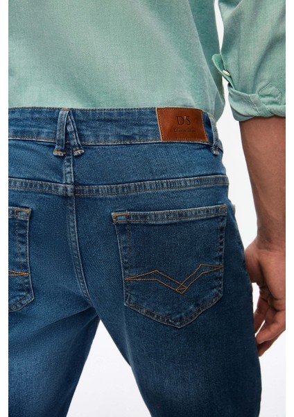 Ds Damat Slim Fit Lacivert Denim Denim Pantolon