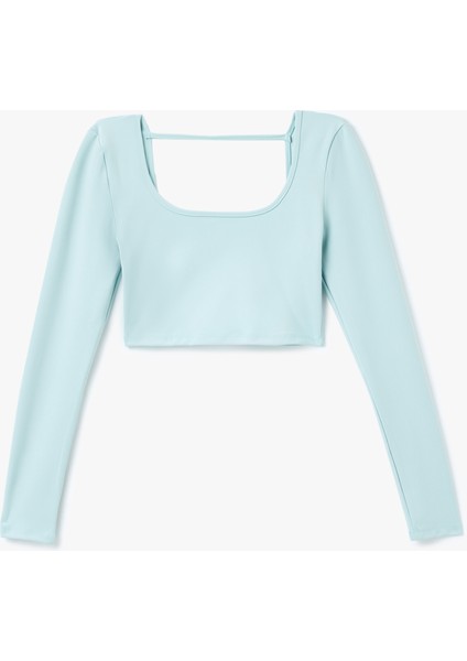 Sırt Detaylı Uzun Kollu Crop U Yaka Spor Tişört modelleri