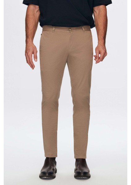 Slim Fit Vizon Armürlü Chino Pantolon