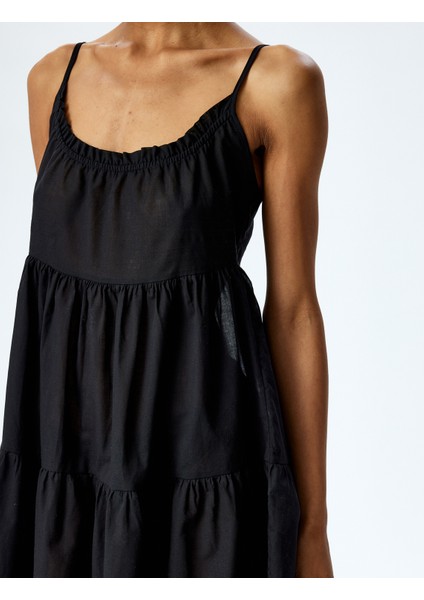 Pamuklu Fırfır Detaylı Katmanlı Ince Askılı Mini Plaj Elbisesi indirimleri