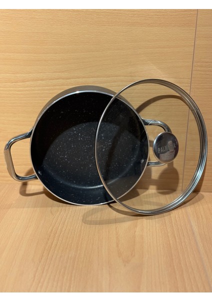 Siyah Granit Tencere 20 cm Çift Kulplu Basık Tencere