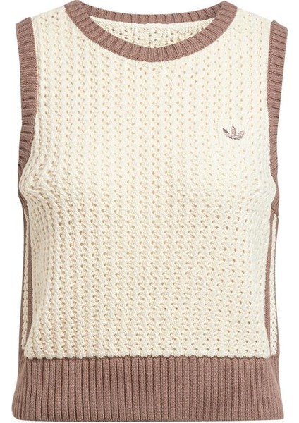 Beyaz Kadın Yelek Knıtted Vest JD0904