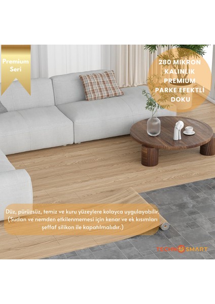60×500 cm Kendinden Yapışkanlı Parke Görünümlü Premium Zemin Duvar Kağıdı Dolap Kaplama