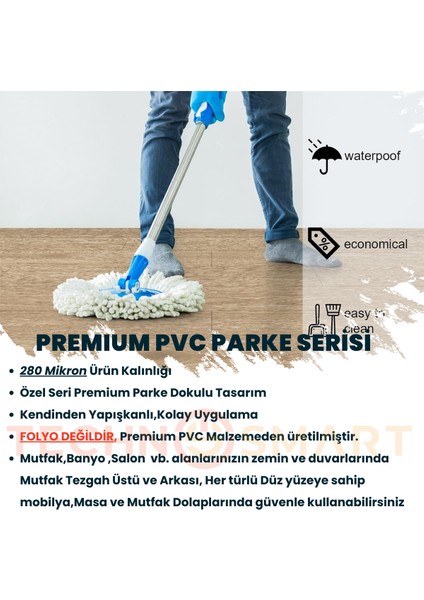 60×500 cm Kendinden Yapışkanlı Parke Görünümlü Premium Zemin Duvar Kağıdı Dolap Kaplama