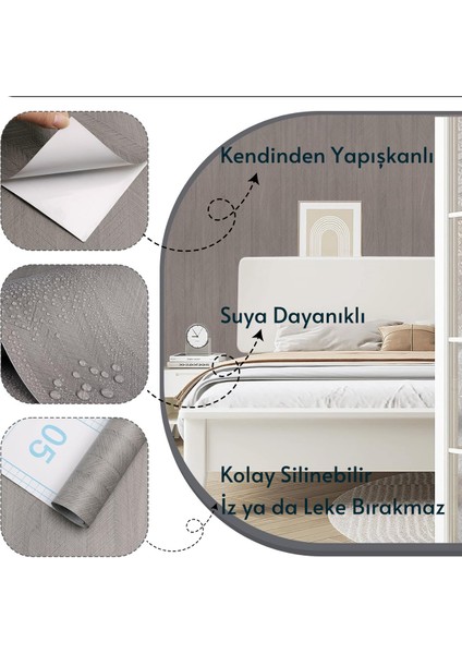 60×100 cm Kendinden Yapışkanlı Balıksırtı Desenli Premium Duvar Kağıdı Masa Dolap Kaplama