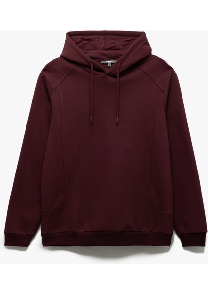 Reglan Kollu Pamuk Karışımlı Dikiş Detaylı Basic Kapşonlu Sweatshirt
