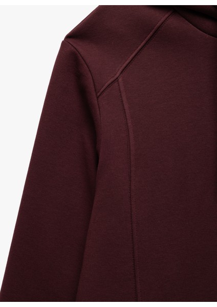 Reglan Kollu Pamuk Karışımlı Dikiş Detaylı Basic Kapşonlu Sweatshirt