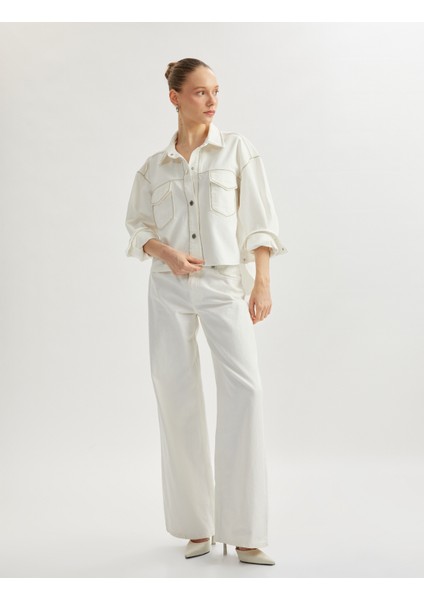 Cep Detaylı Klasik Yaka Düğmeli Denim Ceket fiyatları