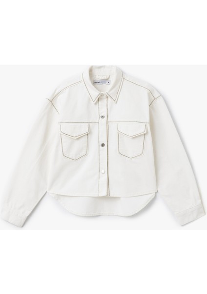 Cep Detaylı Klasik Yaka Düğmeli Denim Ceket modelleri