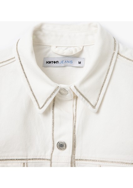 Cep Detaylı Klasik Yaka Düğmeli Denim Ceket indirimleri