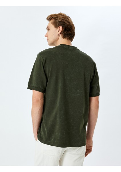 Bisiklet Yaka Pamuklu Yıkamalı Kısa Kollu Tişört fırsatları