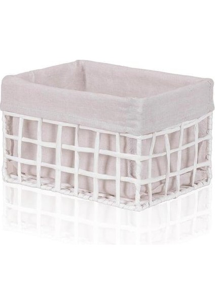 Braid Hasır Organizer Sepet Beyaz 26X18X16 cm SPT0088