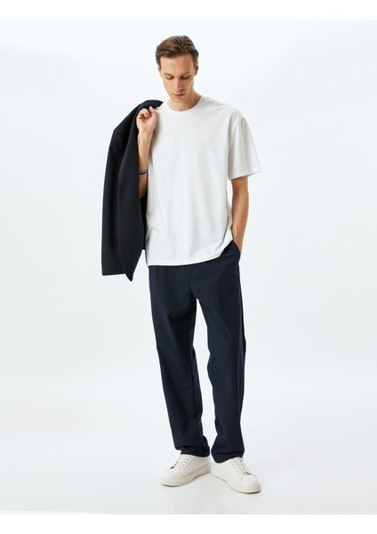 Basic Bisiklet Yaka Pamuklu Kısa Kollu Oversize Tişört