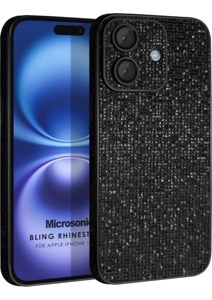 Apple iPhone 16 Plus Kılıf Bling Rhinestones Siyah