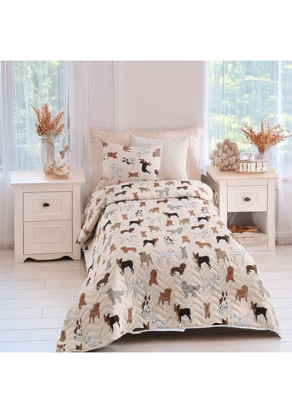 Kapitone Yatak Örtüsü Seti Tek Kişilik Havhav Krem