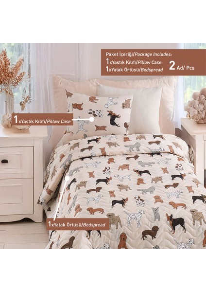 Kapitone Yatak Örtüsü Seti Tek Kişilik Havhav Krem fırsatları