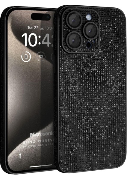 Apple iPhone 16 Pro Kılıf Bling Rhinestones Siyah