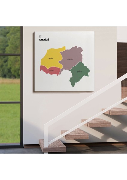 - Hakkari Ili ve Ilçeler Haritası Dekoratif Kanvas Tablo 1352 fırsatları