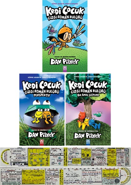 Kedi Çocuk / Çizgi Roman Seti / 1-2-3. Ciltler (Matematik Öğreten Cetvel) - Dav Pilkey