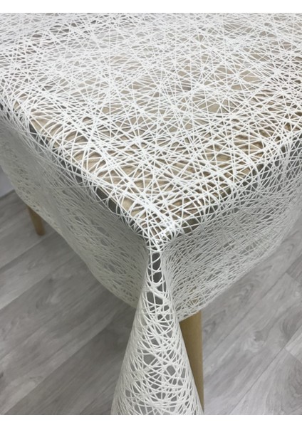 Iplik Desen Hasır Pvc Şeffaf Kaplamalı Lüks Muşamba Masa Örtüsü Kolay Silinebilir fiyatları