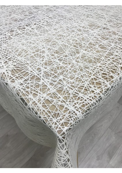 Iplik Desen Hasır Pvc Şeffaf Kaplamalı Lüks Muşamba Masa Örtüsü Kolay Silinebilir fırsatları