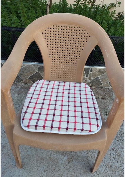 4 Adet Klasik Tek Alt Sandalye Minderi (Kalınlık 3,5 cm )-Bordo Kırmızı