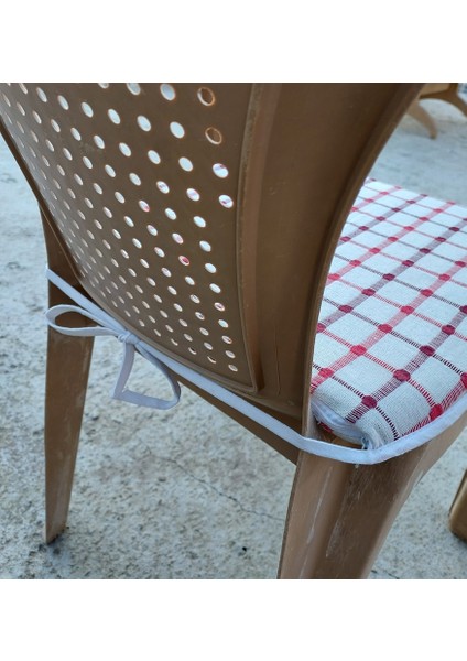 4 Adet Klasik Tek Alt Sandalye Minderi (Kalınlık 3,5 cm )-Bordo Kırmızı