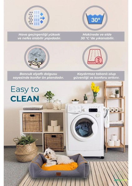 Lucy, Çift Taraflı Minderli, Ultra Yumuşak, Kaydırmaz Tabanlı, Yıkanabilir Kedi ve Köpek Yatağı