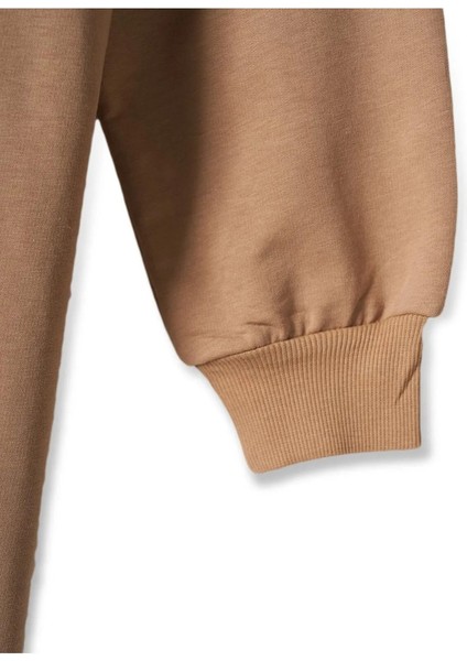 Kadın Uzun Düz Renk Basic Yuvarlak Yaka Tunik Sweatshırt
