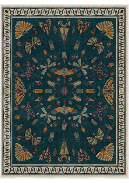 Dekoratif Özel Tasarım Yıkanabilir,ince, Kaymaz Tabanlı, Modern Halı KECE-FR64