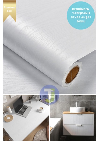 Kendinden Yapışkanlı Ahşap Görünümlü Mutfak Banyo Tezgah Duvar Dolap Masa Kaplama 60 x 500 cm