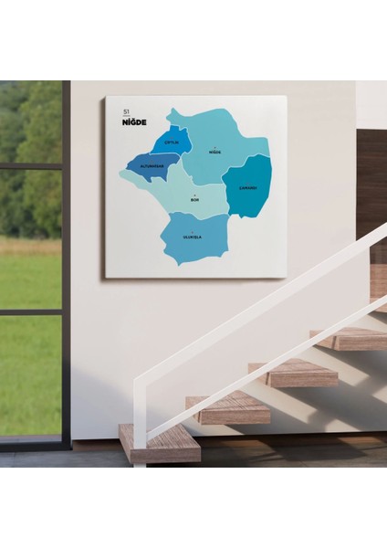 - Niğde Ili ve Ilçeler Haritası Dekoratif Kanvas Tablo 1432 fırsatları