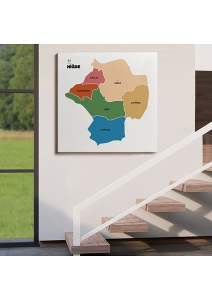 - Niğde Ili ve Ilçeler Haritası Dekoratif Kanvas Tablo 1431 fırsatları