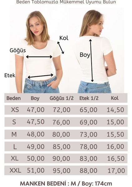 V Yaka Slim Fit Crop Tişört-Ekru
