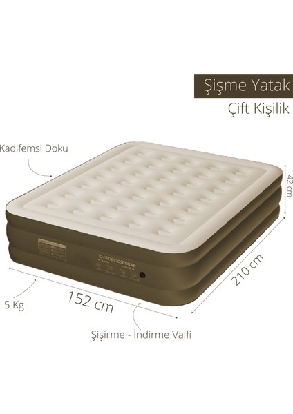Çift Kişilik Şişme Yatak 210X152X42 cm