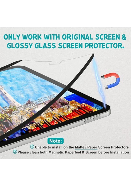 Kağıt Hissi Mıknatıslı Çıkarılabilir 10.2 Ekran Koruyucu Pro 13 2024 Mat Ekran Koruyucu Çizim ve Yazma Ince Nano Air 4-5 10.9 Ekran Koruyucu Paper Hissi (Apple iPad 10.2 Paper)
