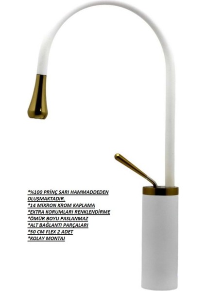 Damla Çanak Lavabo Bataryası Beyaz Gold 093001 fiyatları