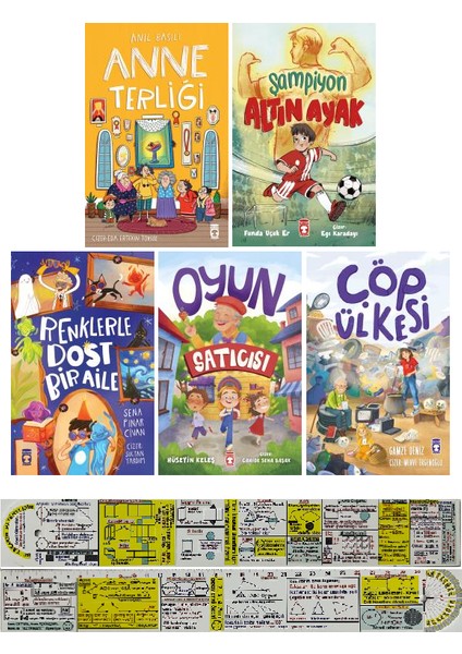 Anne Terliği / Şampiyon Altın Ayak / Renklerle Dost / Oyun Satıcısı / Çöp Ülkesi / 5 Kitap Set (Matematik Öğreten Cetvel)