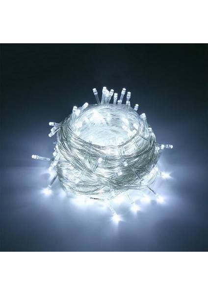 Buffer® 100 Ledli 8 Fonksiyonlu 10 Metre LED Aydınlatma Dekor Lambası (Beyaz)