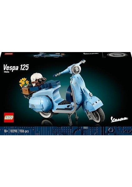 Icons Vespa 125 10298 - Yetişkinler Için Klasik Bir Italyan Simgesinin Detaylı ve Sergilenebilir Model Yapım Seti (1106 Parça)
