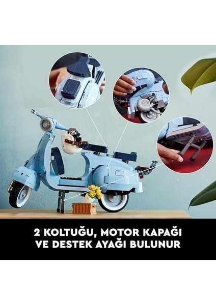 Icons Vespa 125 10298 - Yetişkinler Için Klasik Bir Italyan Simgesinin Detaylı ve Sergilenebilir Model Yapım Seti (1106 Parça)
