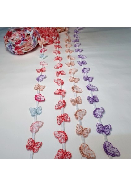 Kelebek Motifli Şerit Nakış Kurdele Modeli (6 Metre)