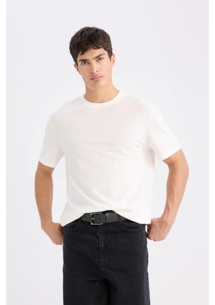 %100 Pamuk New Regular Fit Bisiklet Yaka Basic Düz Kısa Kollu Tişört V7699AZ25SP