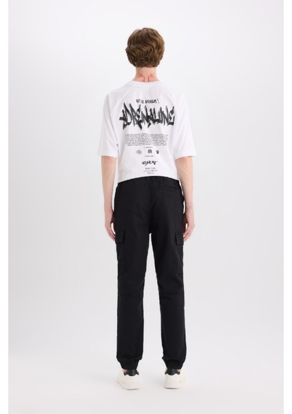 Regular Gabardin Jogger Pantolon Kargo Cepli Beli Paçası Lastikli C9163AX25SP