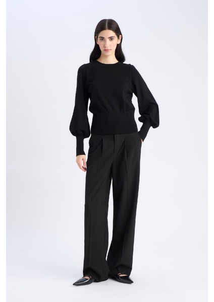 Regular Fit Bisiklet Yaka Basic Düz Triko Kazak F0542AX24CW fiyatları