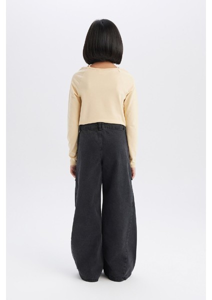 Kız Çocuk Wide Leg Kargo Geniş Paça Pamuklu Pantolon D9693A825SP