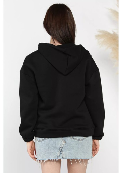 Yarım Fermuarlı Üç Iplik Şardonlu Kadın Sweatshirt modelleri