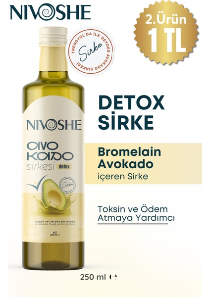 Premium Detox Sirke Bromelain Avokado Mix Doğal Fermantasyon 250ML 2. Ürün 1 TL