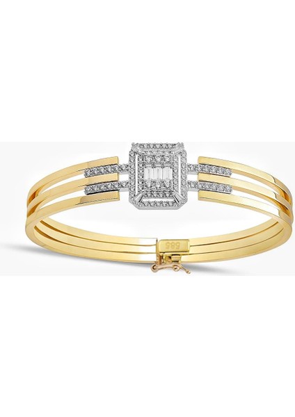 Kaburga Kelepçe Baget Zirkon Üst Kalite Altın Bilezik Bileklik