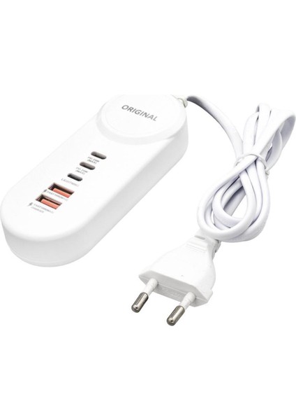 25W Pd Lightning+ 2 Type-C + 2 USB Şarj Adaptör